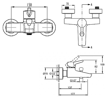 Смеситель для ванны Vitra Diona хром A40799EXP - 1