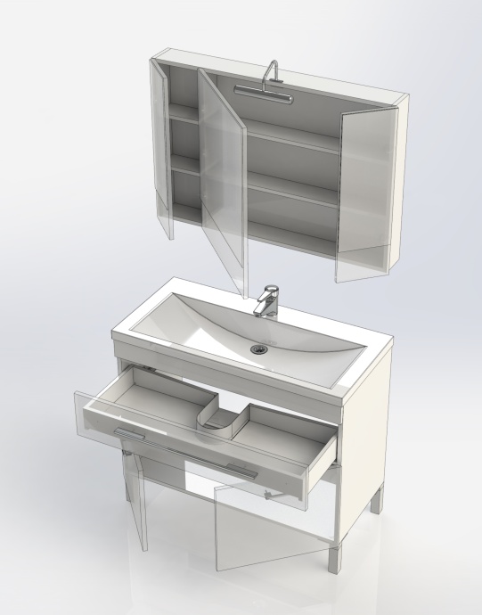 Тумба с раковиной Aquanet Верона 100 белая, 1 ящик, 2 двери 182710 - 14