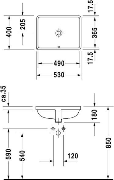 Рукомойник Duravit Starck 3 0305490000 встраиваемый - 7