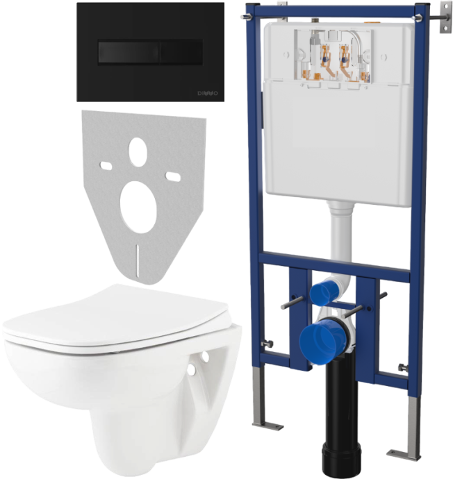 Комплект Унитаз подвесной Seramiksan Petite A101002H с микролифтом + Система инсталляции для унитазов DIWO 4501 + Кнопка смыва DIWO 7323 черная матовая 577770 - 0