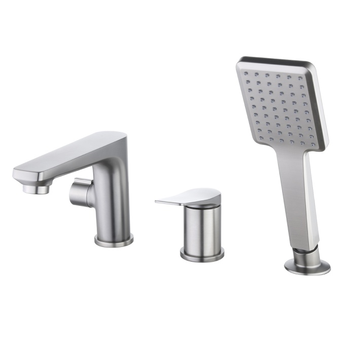 Смеситель Lemark Bronx LM3745GM для ванны встраиваемый, на 3 отверстия, с аксессуарами, графит - 0