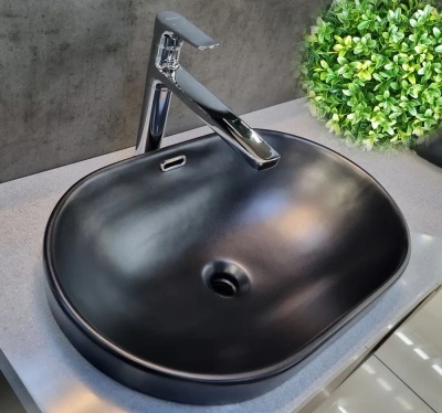 Раковина накладная CeramaLux N 60 см черный матовый  5006CMB - 2