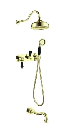 Смеситель для ванны встроенный Boheme Tradizionale золото с черным 258 - 0