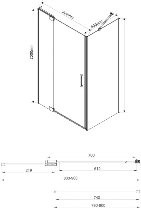 Душевой уголок Vincea Extra 90х80 профиль черный стекло прозрачное VSR-1E809080CLB - 1