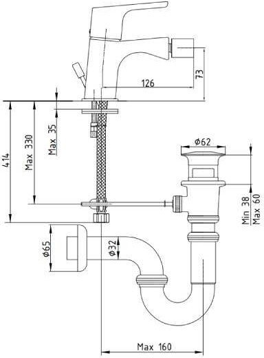 102810192EX Luna смеситель для биде (золото) - 1
