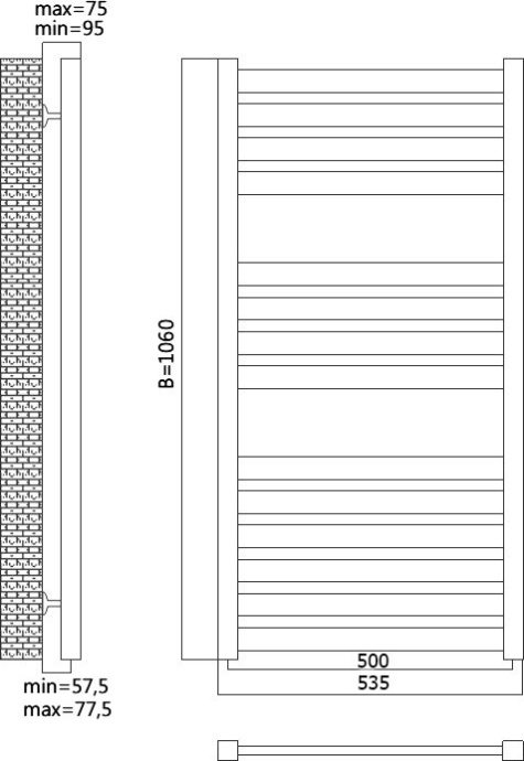Водяной полотенцесушитель Terminus Грета П14 500x1060 Хром 4620768884689 - 2