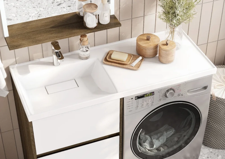 Тумба с раковиной Aquaton Лондри 60 темное дерево-белый 1A2669K2LHDY0 - 4