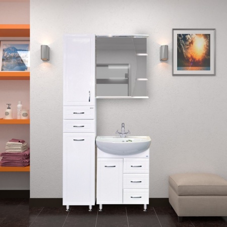 Тумба с раковиной Misty Уют 60 белая глянцевая ИП000000162 - 1