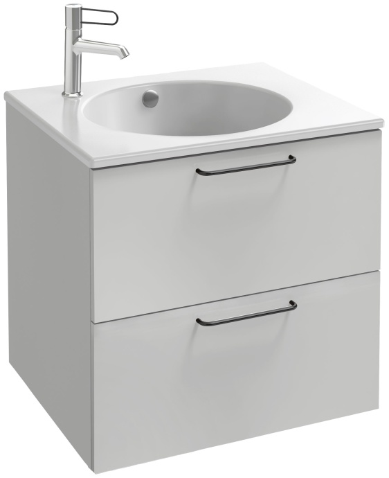 Тумба для комплекта Jacob Delafon Odeon Rive Gauche 60 белая, 2 ящика, ручки черные EB2520-R9-N18 - 0