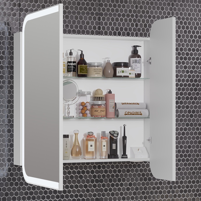 Зеркало шкаф Opadiris Элеганс 90 с подсветкой белый матовый 00-00006882 - 1