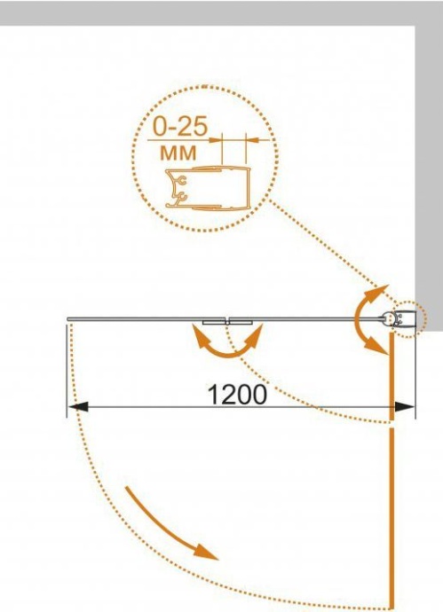 Шторка на ванну Cezares Eco O-V-21-120/140-P-Cr-R стекло punto ECO-O-V-21-120/140-P-Cr-R - 3
