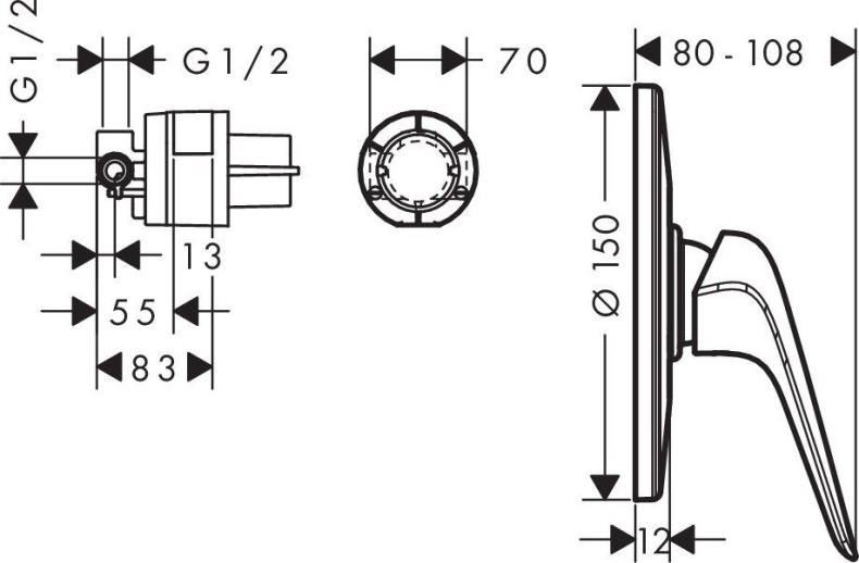 Смеситель Hansgrohe Novus 71068000 С ВНУТРЕННЕЙ ЧАСТЬЮ для душа - 1