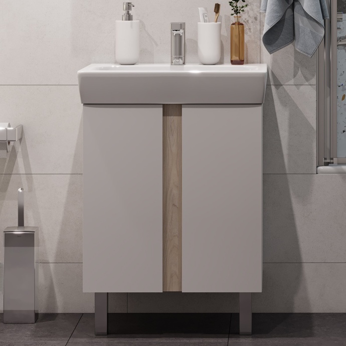 Тумба с раковиной Aquaton Кантри 60 белый-светлое дерево 1A2574K0AHB20 - 3