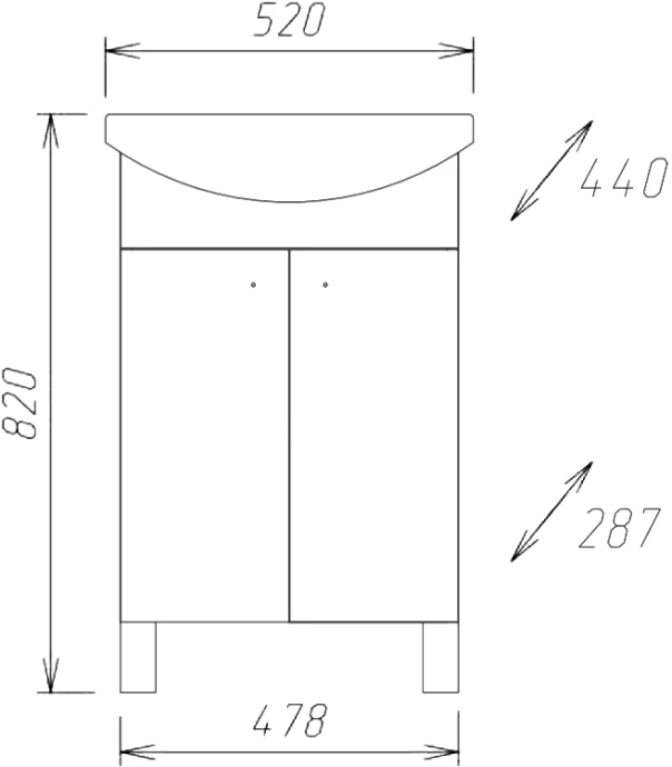 Тумба под раковину Onika Крит 52 белый  105203 - 2