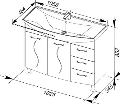 Тумба с раковиной Aquanet Моника 105 - 7