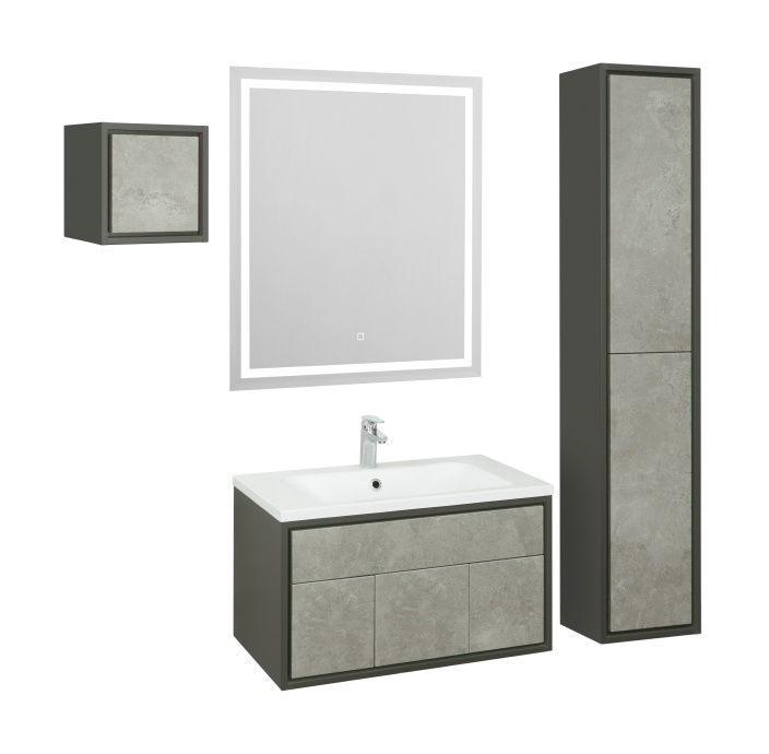 Тумба с раковиной Aquaton Уэльс 80 серый-черный матовый 1A2679K1WA6A0 - 4