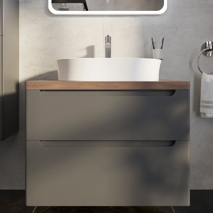 Тумба с раковиной STWORKI Берген 80 серая с темной столешницей, Bocchi Slim Line 1600-001-0126 568177 - 4