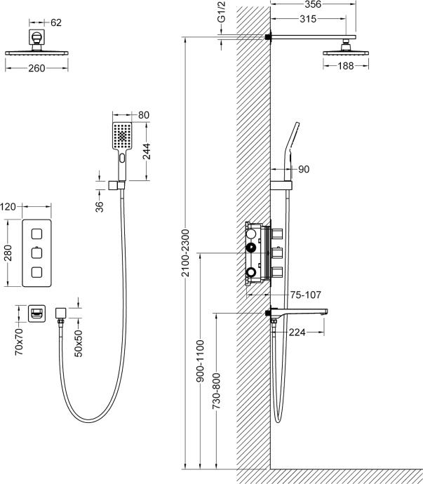 Душевой комплект Timo Petruma SX-5049/03SM черный - 1