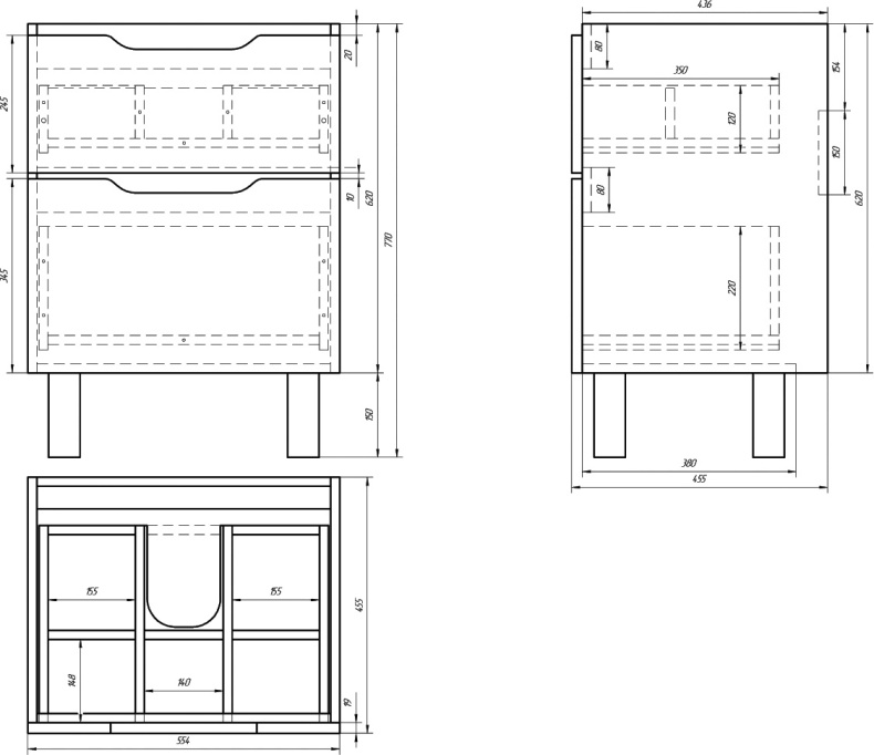 Тумба под раковину Dreja.eco Q plus 55.4 см  99.0004 - 4