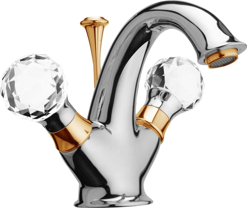 Смеситель Webert Karenina KA700102017 хром-золото для раковины - 0