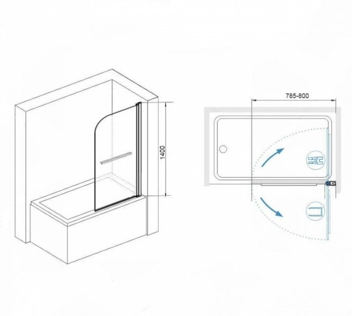 Шторка на ванну RGW Screens SC-114 80х140 профиль хром стекло прозрачное 411111408-11 - 3