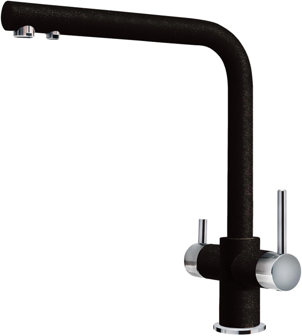 Смеситель Zorg Sanitary ZR 348 YF хром, черный металл, для кухонной мойки ZR 348 YF ХРОМ  ЧЕР МЕТАЛ - 0