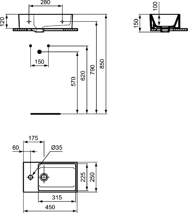 Раковина Ideal Standard Extra L 45 белый T373301 - 4