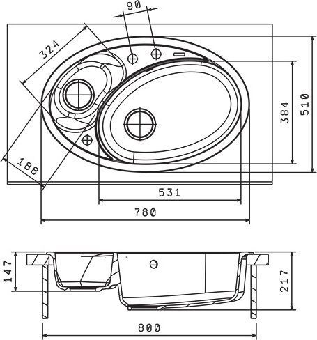 Мойка кухонная Florentina Селена 780 мокко 20.265.E0780.303 - 1