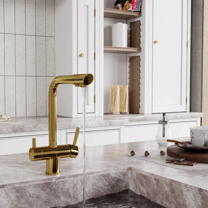 Смеситель для кухни Wasserkraft золото A8377 - 11