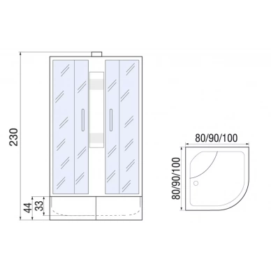 Душевая кабина с поддоном River Nara Б/К XL 90/44 MT  10000006204 - 3