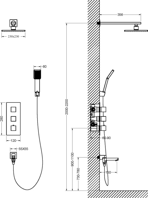 Душевой комплект Timo Tetra-Thermo SX-0199/03SM - 5