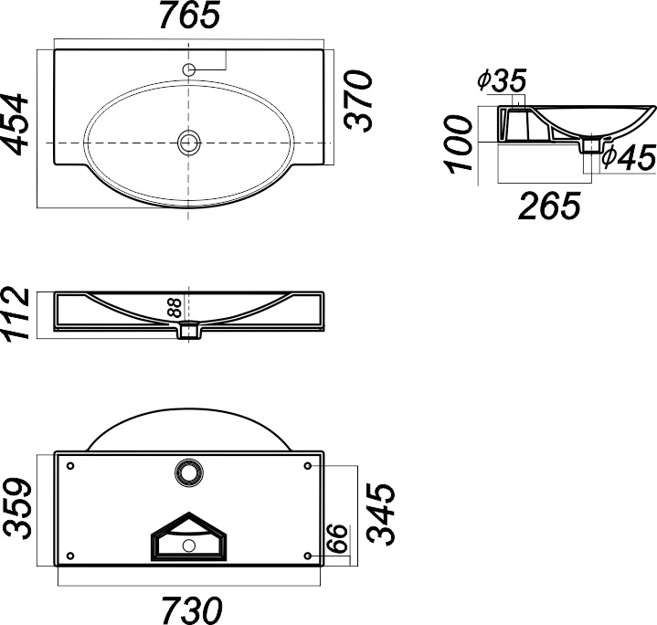 Накладная раковина Sanita luxe Infinity  INF76SLWB01 - 7