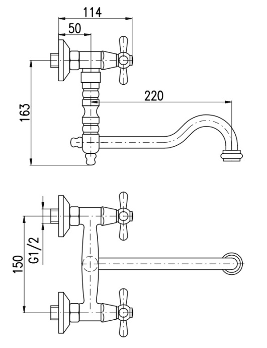 Смеситель для кухни Rav Slezak Morava retro золото MK101.5/29Z - 1