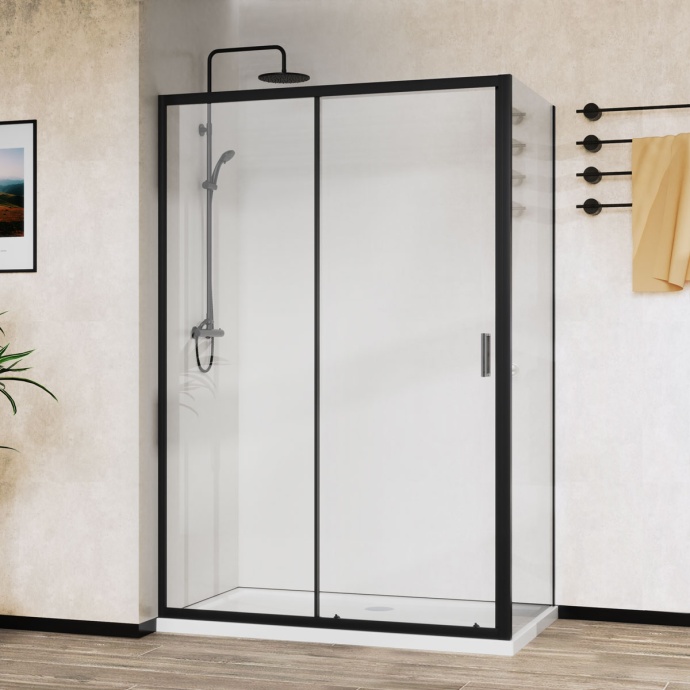 Душевой уголок Vincea City 120х90 профиль черный стекло прозрачное VSR-5CT9012CLB - 0