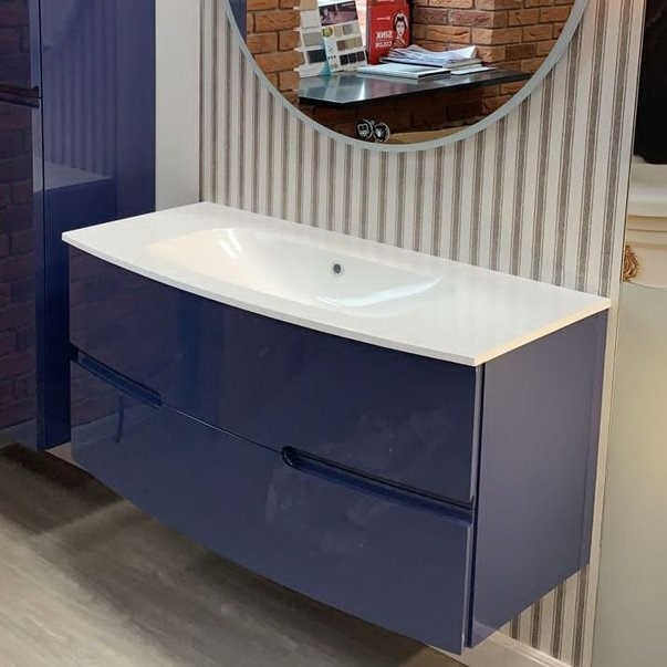 EB1889RU-G98 Nona Мебель с интегрированными ручками, глянцевый темно-синий, 100 см, 2 ящика - 5