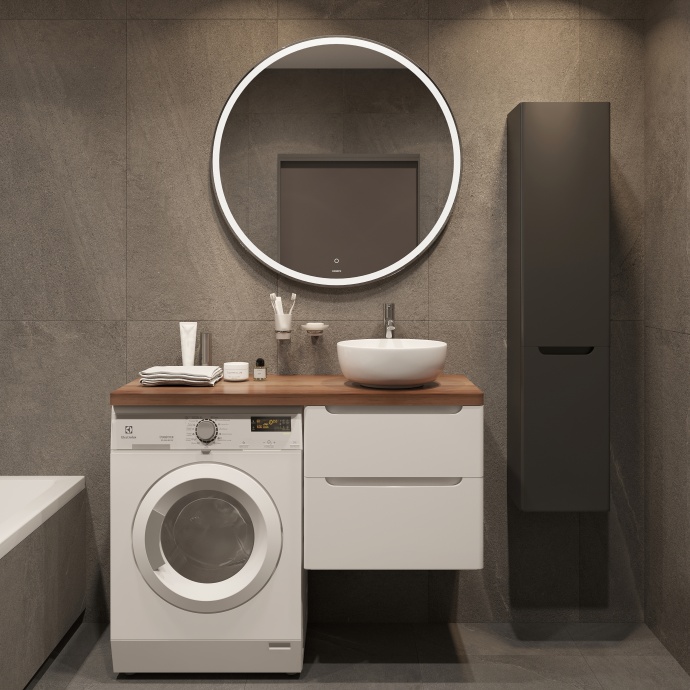 Тумба с раковиной STWORKI Берген 60 белая с темной столешницей 122, Moon 1, L 549683 - 1