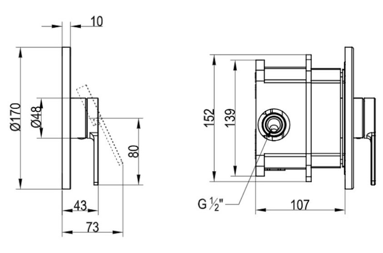Смеситель для душа встраиваемый Villeroy&Boch Architectura хром TVS10335200061 - 1