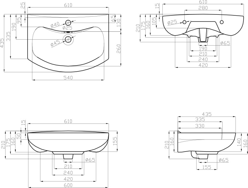 Подвесная раковина Della Quattro  DE5111600016 - 3