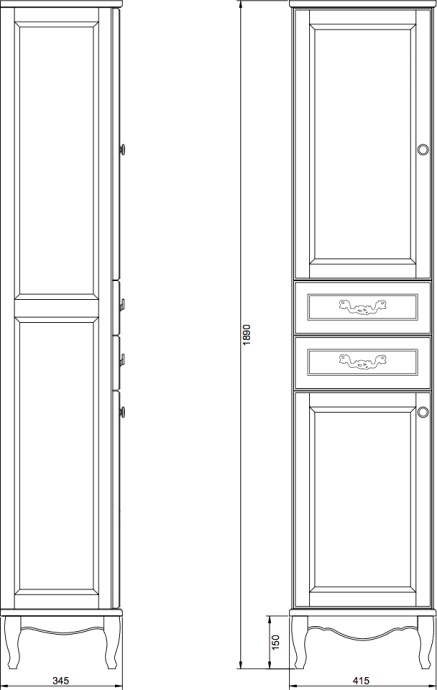 Шкаф-пенал ValenHouse Эллина 41.5 см  E40_ККRБ - 2