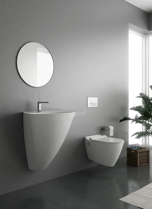 Унитаз подвесной Bien Mineral со смесителем функцией биде сиденьем микролифт белый  MNKA052N1VE0W5000 - 1