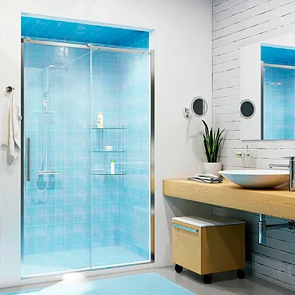 Душевая дверь в нишу Wasserkraft Dinkel 130х200 профиль хром стекло прозрачное 58R30 - 6