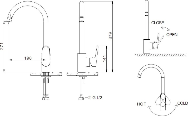 Смеситель Bravat Pure F7105161C для кухонной мойки - 2