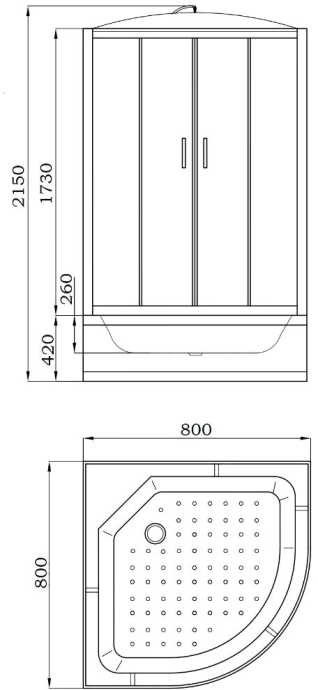 Душевая кабина Parly Classic 80х80 хром стекло тонированное EC821 - 1