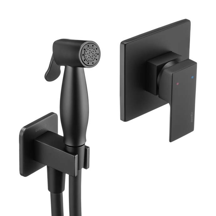 Swedbe Platta Гигиенический душ со встроенным смесителем с монтажным боксом, цвет: черный 5549B - 1