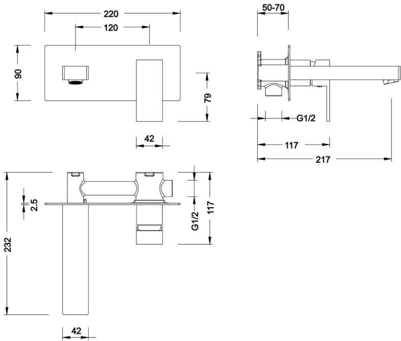Смеситель для раковины встроенный Timo Selene 2071/00SM хром - 1