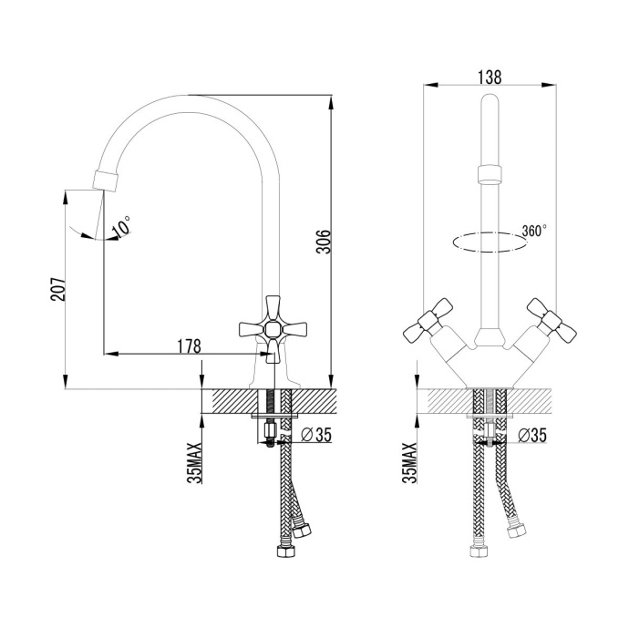 Смеситель для кухонной мойки Lemark Benefit хром  LM2505C - 1