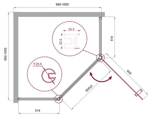 Душевой уголок BelBagno Uno 100х100 черный, матовый  UNO-195-P-1-100-C-NERO - 1