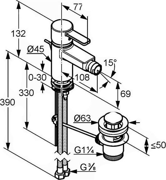 Смеситель для биде Kludi  белый, хром  385309175 - 2