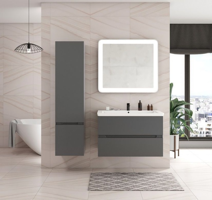 TECHNO Шкаф подвесной, фасады асимметричные, Смоки софт 400x300x1600, AM-Techno-1600-AC-SO-ZB815-L - 0