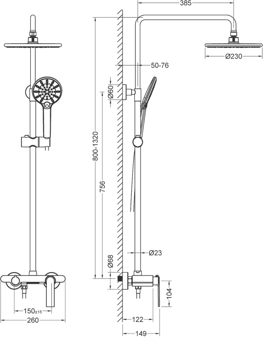 Душевая стойка Timo Anni SX-2710/03 - 1